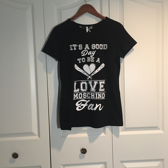 NWT Love Moschino black T-shirt size US 8 - Picture 1 of 10